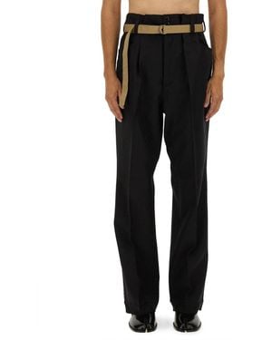 Maison Margiela Trousers With Pleats And Belt - Black
