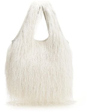 Dries Van Noten Large Tote Bag With Fringe - White