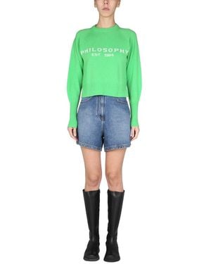 Philosophy Sweater With Logo Inlay - Green