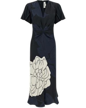 Victoria Beckham Gathered V-Neck Dresses - Blue