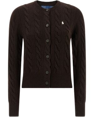 Polo Ralph Lauren Braided Cardigan Sweaters And Cardigans - Black