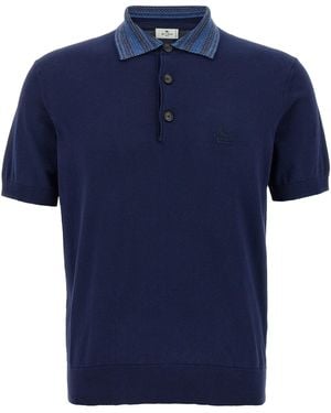 Etro Pegasus Polo Blu-Uomo