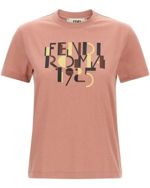 Fendi Roma 1925' T-Shirt - Pink