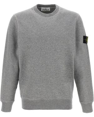 Stone Island Logo Badge Felpe Grigio-Uomo