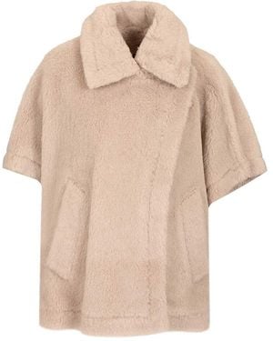 Max Mara Alpaca And Wool Teddy Cape - Natural