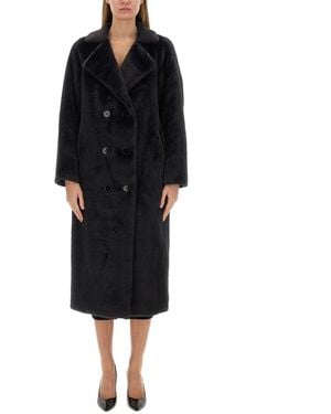 Michael Kors Double-Breasted Coat With Classic Lapel - Black