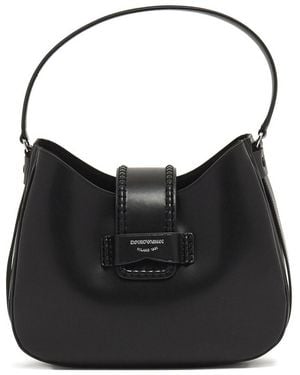 Emporio Armani Medium Leather Hobo Bag - Black