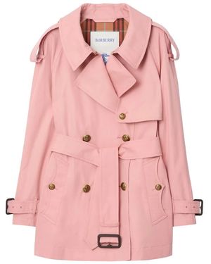 Burberry Short Lightweight Cotton Fitzrovia Trench Coat - Pink