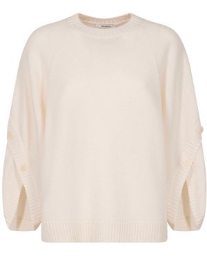 Max Mara Crossover Detail Oversized Wool And Cashmere Jumper - Natural