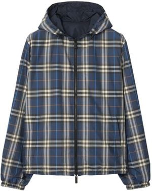 Burberry Check-Print Hooded Reversible Nylon Jacket - Blue