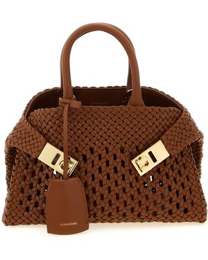 Ferragamo Hug Mini Hand Bags Brown