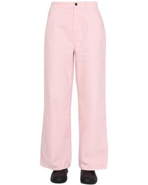 Raf Simons Chic Wide Leg Pants With Front Button Closure - Pink