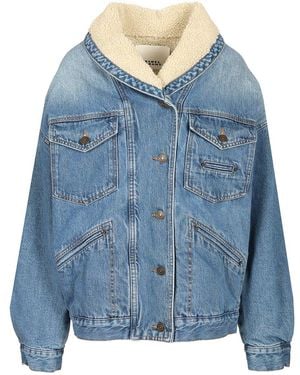 Isabel Marant Pimia Denim And Faux Fur Jacket Jackets Blue