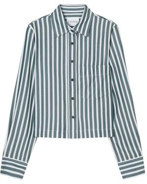 Closed Cropped Shirt - Blue