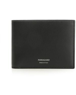 Ferragamo Leather Wallet Wallets Nero-Uomo
