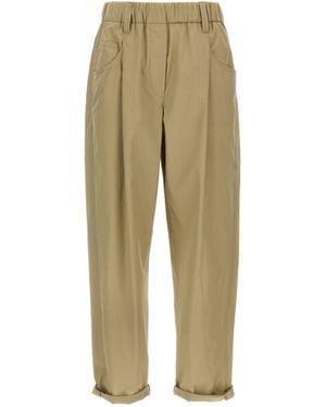 Brunello Cucinelli Monile Pantaloni Verde-Donna - Neutro