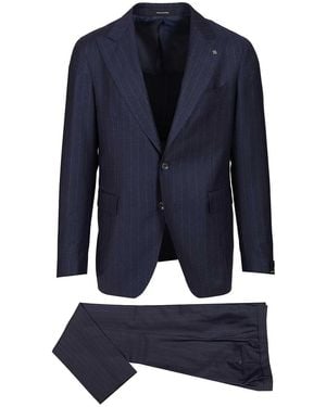 Tagliatore Vesuvio Lancia 1 Pinces Gessato Blu Lana Dresses Blue