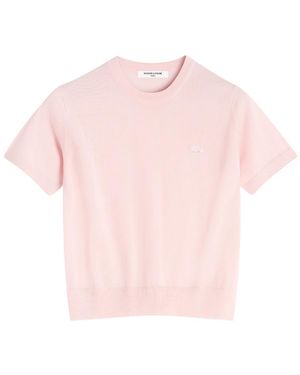 Maison Kitsuné Maglia Regular Manica Corta Con Patch Fox Baby-Donna - Rosa