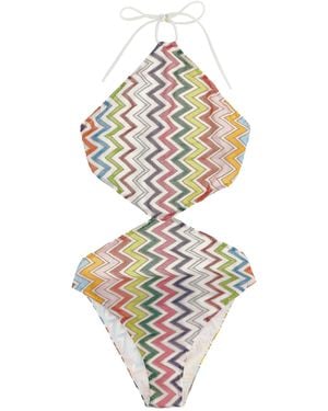 Missoni Zigzag Pattern One-Piece Swimsuit Beachwear-Donna - Metallizzato