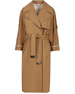 Max Mara Oversized Trench Coat In Water-repellent Twill Coats Beige - Natural