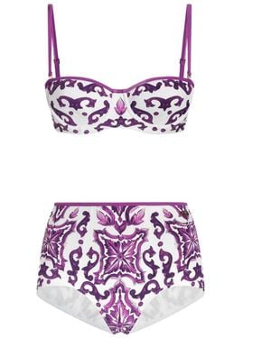 Dolce & Gabbana 'Maiolica' Print Bikini - Purple