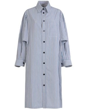 Bottega Veneta Light Cotton Striped Dress - Blue