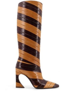 Fendi Arco Hagfish Leather Boots - Brown