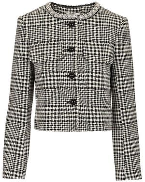 Self-Portrait Wool Houndstooth Tailored Jacket Jackets Multicolour