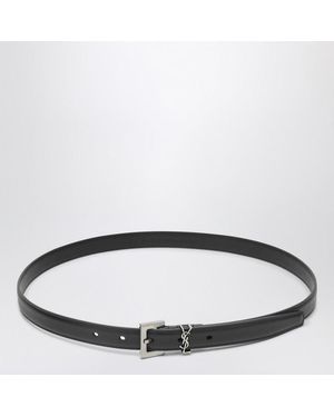 Saint Laurent Cassandre Leather Belt - Black