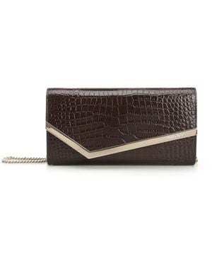Jimmy Choo Dusty Glitter Leather Clutches Brown - Gray