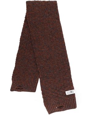 MM6 by Maison Martin Margiela Wool Blend Scarf With Distressed Effect - Brown