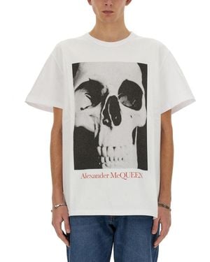 McQueen Skull Print T-shirt - Gray