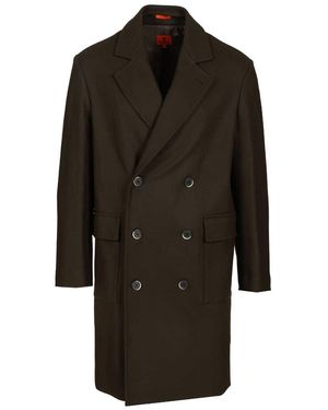 Barena Cappotto Doppio Petto Gazabin Caramal 75 Lana 25 Poliamidica Coats Green - Black