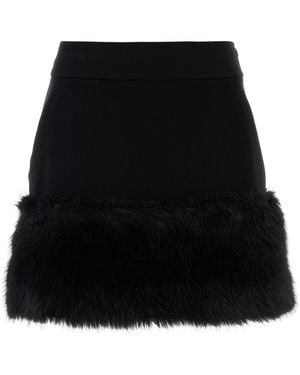 Prada Ivory Cotton Blend Mini Skirt in Natural | Lyst