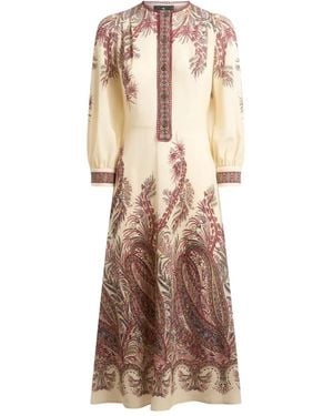 Etro Sable Midi Dress With Floral Paisley Print - Natural
