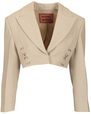 Stella Maxwell X Marella Cropped Tailored Blazer Jackets - Natural