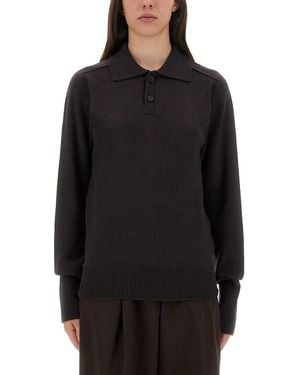 Studio Nicholson "Inverness" Shirt With Polo Collar - Black