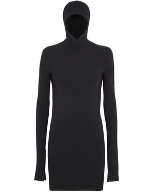 Fendi Ribbed Wool And Silk Dress - Black