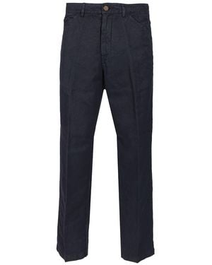 Original Vintage Cotton And Linen Blend Trousers Light - Blue