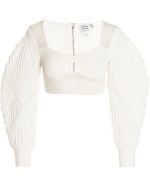 Hervé Léger Knit Bustier Top - White