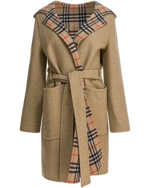 Burberry Reversible Wool Coat Jackets And Coats-Donna - Neutro