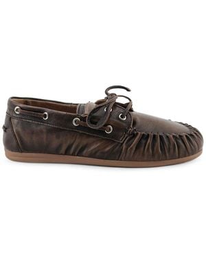Alohas Used-effect Leather Loafers - Brown