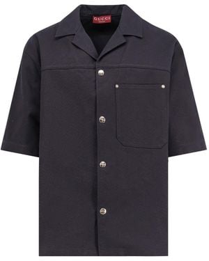 Gucci Gg Jacquard Cotton Shirt - Blue