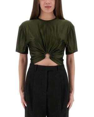 Rabanne Cropped T-Shirt-Donna - Verde