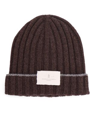 Brunello Cucinelli Beanie Cashmere Hat-Uomo - Marrone