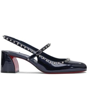 Christian Louboutin Janispikes 55 Patent Perle/Lining Heeled Shoes - Blue
