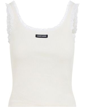 Miu Miu Tops Nude & Neutrals - White