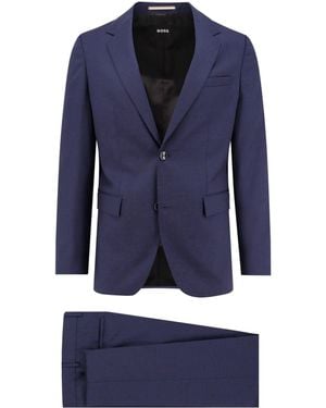 BOSS Virgin Wool Suit With Classic Lapel - Blue