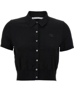 T By Alexander Wang Logo Patch Polo Shirt - Black