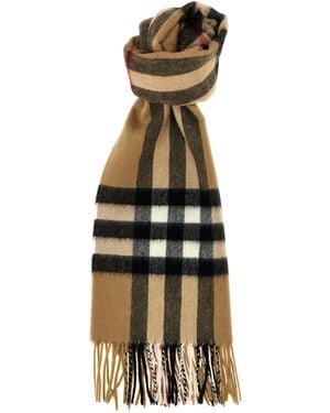 Burberry Check Cashmere Scarf Scarves, Foulards - Metallic